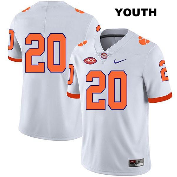 Youth Clemson Tigers #20 LeAnthony Williams Stitched White Legend Authentic Nike No Name NCAA College Football Jersey HIC8246LS